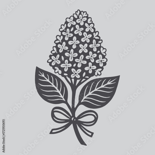 Lilac Stylized Flower Bunch Silhouette