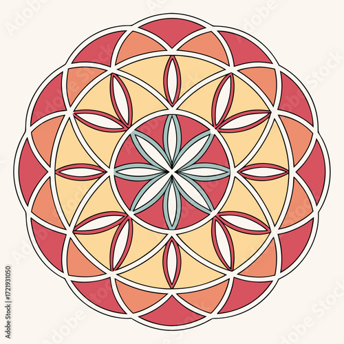 Colorful flower of life mandala design