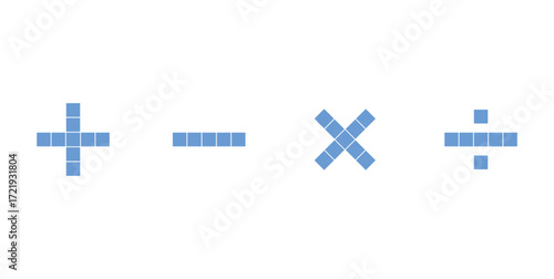 Four Basic Mathematics Symbols. Multiplication, Division, Addition and Subtraction.