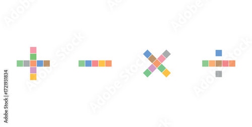 Four Basic Mathematics Symbols. Multiplication, Division, Addition and Subtraction.