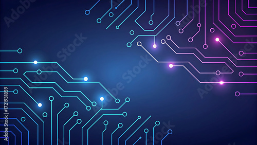 Abstract glowing futuristic circuit board lines for modern technology concepts
