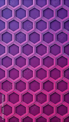 Seamless geometric background pattern of interlocking hexagons in shades of purple and pink, perfect for modern and digital design, technology concepts, and abstract textures.

