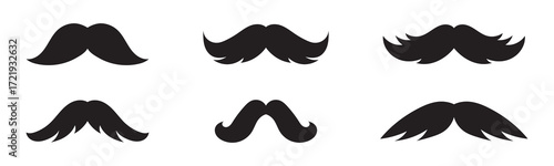 Set of mustache silhouette vector, Silhouettes of moustache vector collection