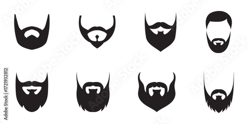mustache silhouette vector set, moustache icon collection . set of mustaches. set of mustache vector. set of mustache 