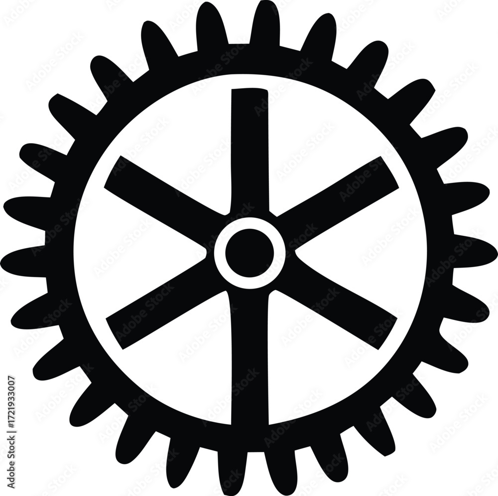 Obraz premium Abstract gear symbol for industry machinery and engineering mechanical components precision motion and technical design
