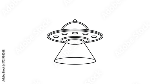 Simple line drawing of a classic flying saucer ufo