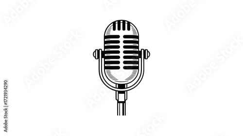 Vintage microphone illustration with retro style