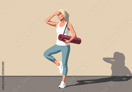 Healthy Woman Practicing Outdoor Yoga, Embracing Wellness and Balance in Golden Sunlight
