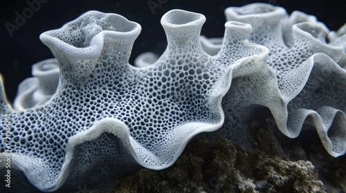 Pale porous oceanic organism on coral