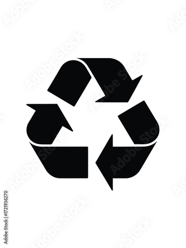 Black recycling symbol on a white background for environmental awareness
