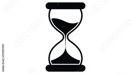 Black and white hourglass silhouette with sand flowing