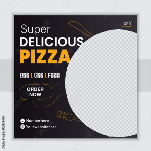 Super Delicious Pizza Social Media Post Design Template