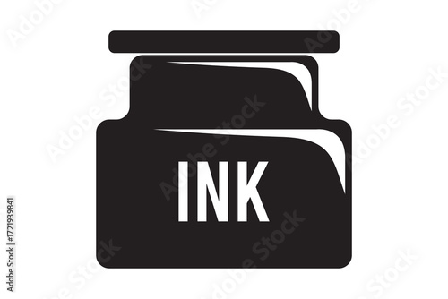 Ink pot icon, silhouette style. EPS 10. 