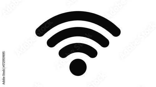 Simple black wi fi signal icon on white background