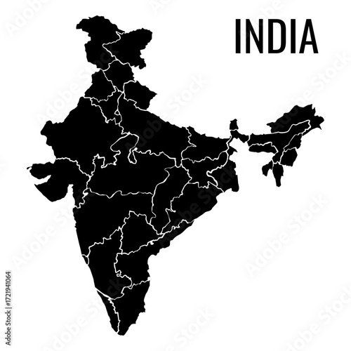Outline Map of India with State Borders