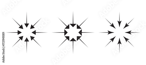 Converging arrows in black showing central point focus. EPS 10.