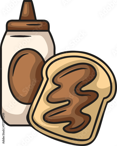 Jar of spread next to a slice of toast with spread