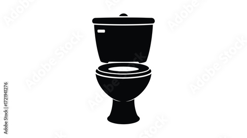 Black silhouette of a modern toilet with the lid up