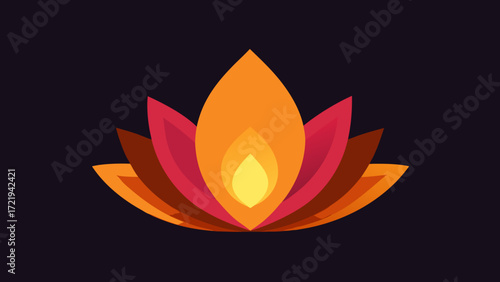 Vector fiery flame icon set for a fiery flower illustration design