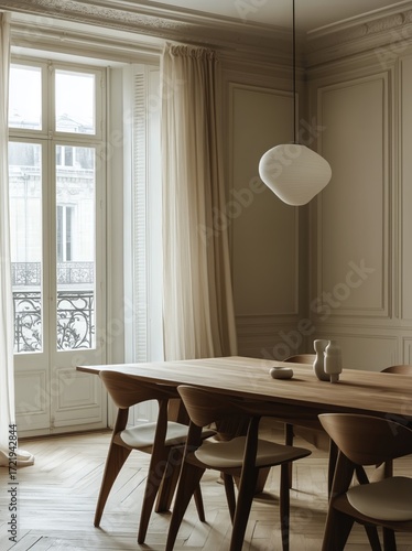 Modern Dining Room With Elegant Design and Natural Light Highlighting a Woode...