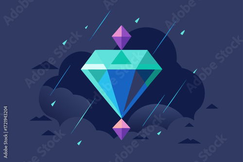 A colorful flying kite, an abstract illustration of a red parasol, and an isolated blue umbrella for sun protection