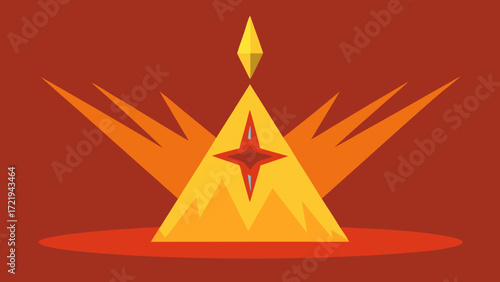 Burning fire symbol design with a fiery star icon on a triangular warning sign