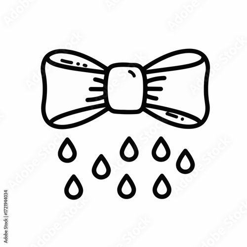 Elegant bow tie shedding tears of emotion, a symbol of sadness, loss or grief in minimalist design, perfect for expressing deep feelings and sympathy