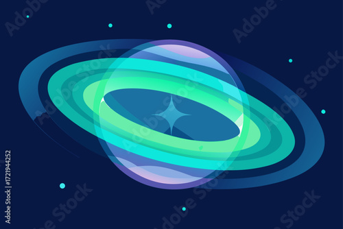 Blue earth illustration in an abstract space background with glowing stars and bright light