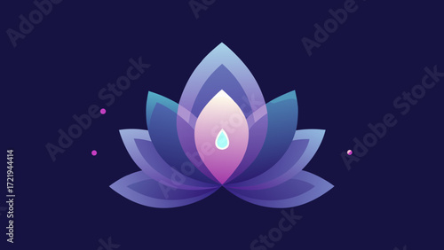 Pink lotus flower vector illustration on the water with a butterfly and a leaf for a nature-inspired floral design