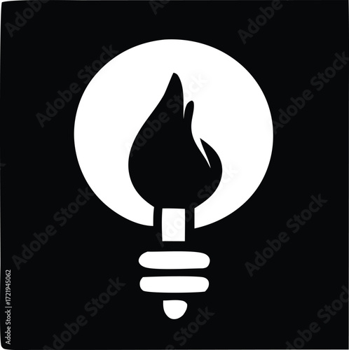 Abstract lightbulb flame symbol representing ideas inspiration innovation discovery knowledge creativity enlightenment energy power genius