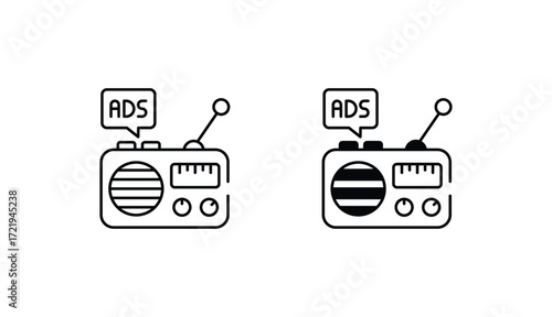 Radio Ads icon design with white background stock illustration