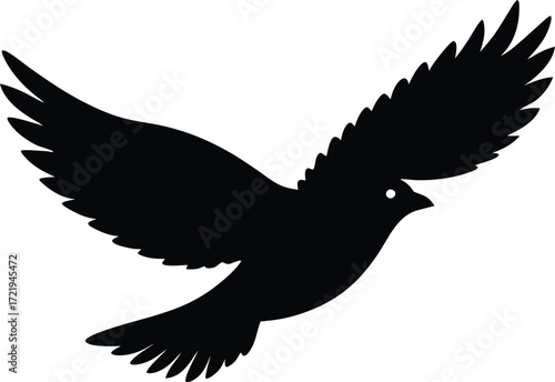  flying bird vector, sky animal silhouette illustration  
