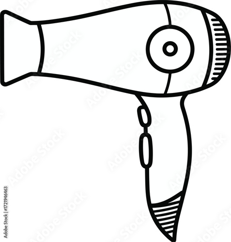 Black outline icon of a hair dryer on a white background hairdryer blow dryer