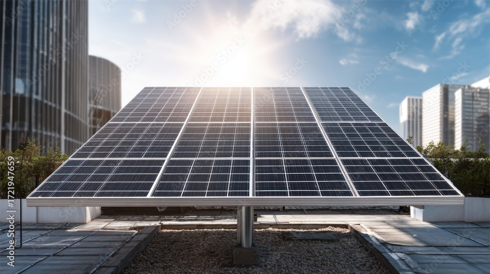 Obraz premium city rooftop solar energy panel