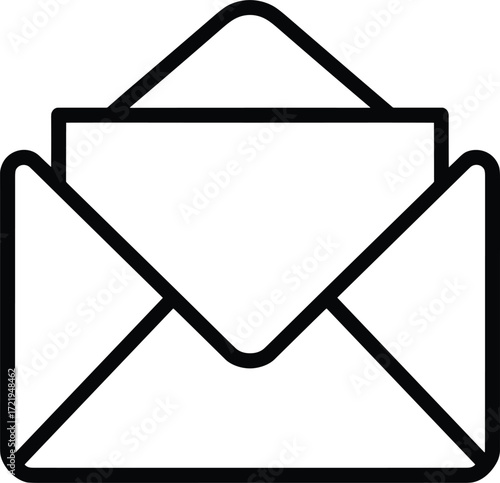 Open envelope icon with a blank paper inside and a pointed flap mail letter