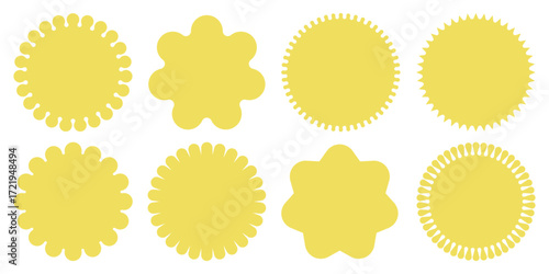 Set of starburst stickers for tags, discount, price or sale label. Vector  illustration. 