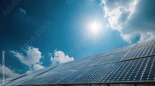 Fototapeta Naklejka Na Ścianę i Meble -  solar panels bright sun sky