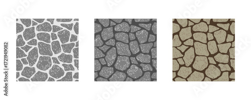 Seamless Stone wall vector pattern with irregular rock shapes and rough texture details background vector Illustration