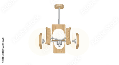 Artistic representation of a wooden chandelier illuminating interior design