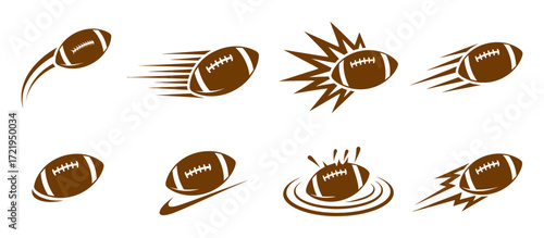 American Football Icons, Motion Graphics, Dynamic Designs, AI-Generated, Sports Illustrations