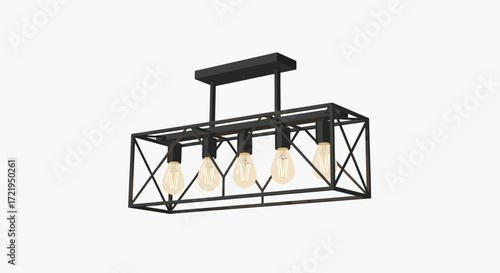 Chic Rectangular Chandelier with Filament Bulbs for Modern Interiors
