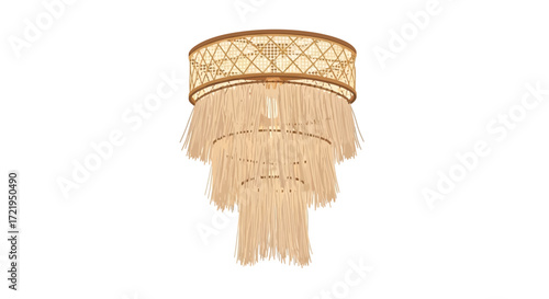 Elegant boho chandelier with cascading fringe, ideal for interior design
