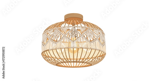 Elegant rattan and macrame pendant lamp for bohemian interior design