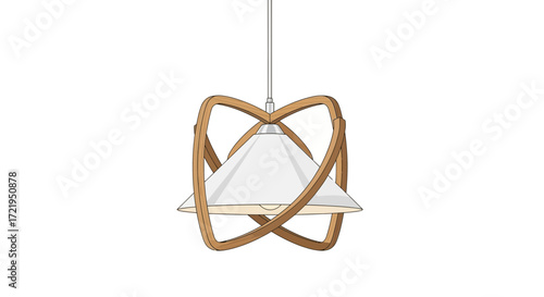 Elegant pendant light with a wooden frame and white lampshade design