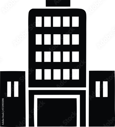 Modern architecture building icon symbol design representing offices or residential urban structures for digital applications and print projects