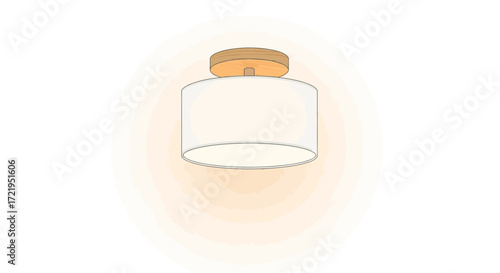 Minimalist drum ceiling lamp with warm light and wooden accent design