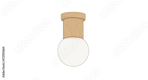 Minimalistic wooden ceiling lamp, blending natural tones on white space