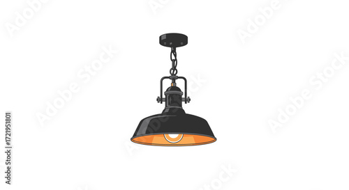 Modern Loft Style Pendant Light Fixture Hanging Isolated on White Background