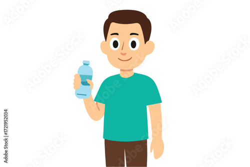 man with water bottle