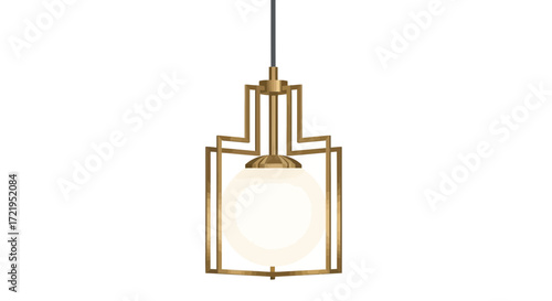 Sophisticated Geometric Pendant Light Fixture with Illuminated Sphere